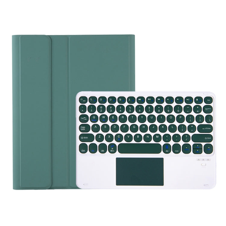 For Samsung Galaxy Tab S10 FE / S9 FE / S9 Candy Color TPU Round Keycap Touch Bluetooth Keyboard Leather Case(Dark Green) - Samsung Keyboard by buy2fix | Online Shopping UK | buy2fix