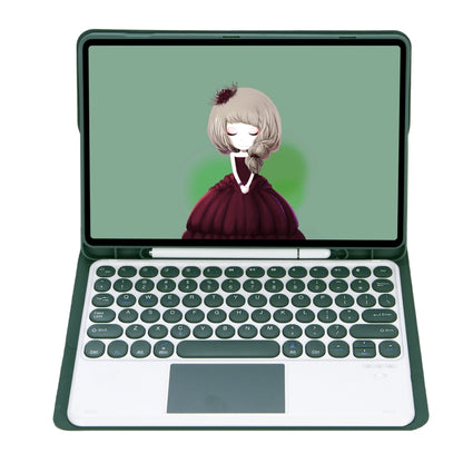 For Samsung Galaxy Tab S10 FE / S9 FE / S9 Candy Color TPU Round Keycap Touch Bluetooth Keyboard Leather Case(Dark Green) - Samsung Keyboard by buy2fix | Online Shopping UK | buy2fix