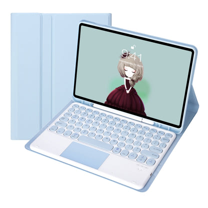 For Samsung Galaxy Tab S10 FE / S9 FE / S9 Candy Color TPU Round Keycap Touch Bluetooth Keyboard Leather Case(Ice Blue) - Samsung Keyboard by buy2fix | Online Shopping UK | buy2fix