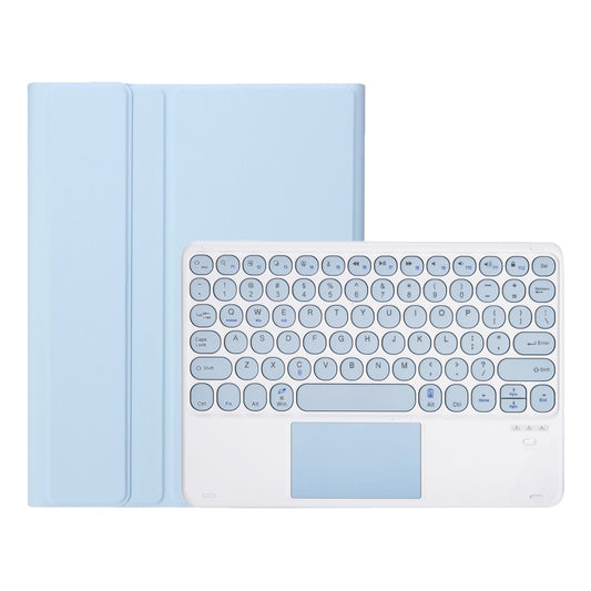 For Samsung Galaxy Tab S10 Lite / S10 FE / S9 FE / S9 Candy Color TPU Round Keycap Touch Bluetooth Keyboard Leather Case(Ice Blue) by buy2fix