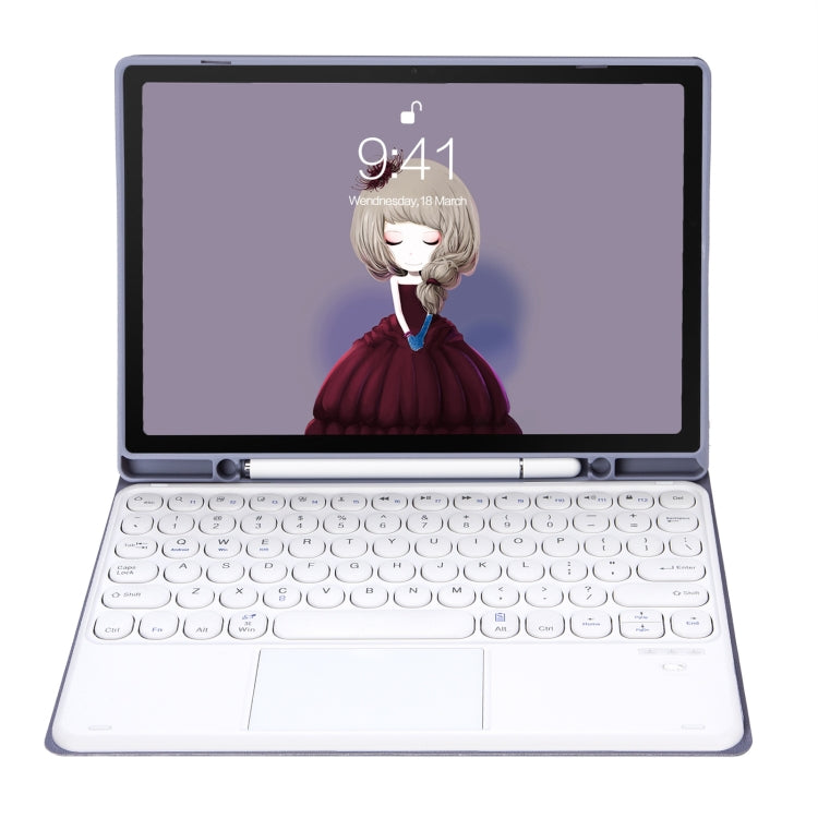 For Samsung Galaxy Tab S10 FE / S9 FE / S9 Candy Color TPU Round Keycap Touch Bluetooth Keyboard Leather Case(Purple) - Samsung Keyboard by buy2fix | Online Shopping UK | buy2fix