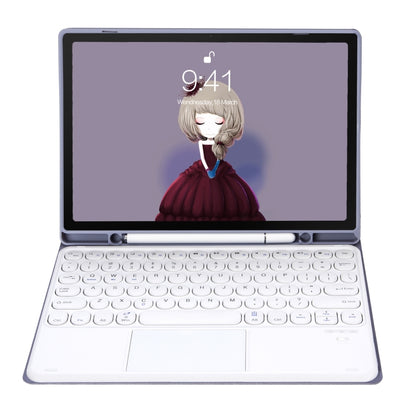 For Samsung Galaxy Tab S10 FE / S9 FE / S9 Candy Color TPU Round Keycap Touch Bluetooth Keyboard Leather Case(Purple) - Samsung Keyboard by buy2fix | Online Shopping UK | buy2fix