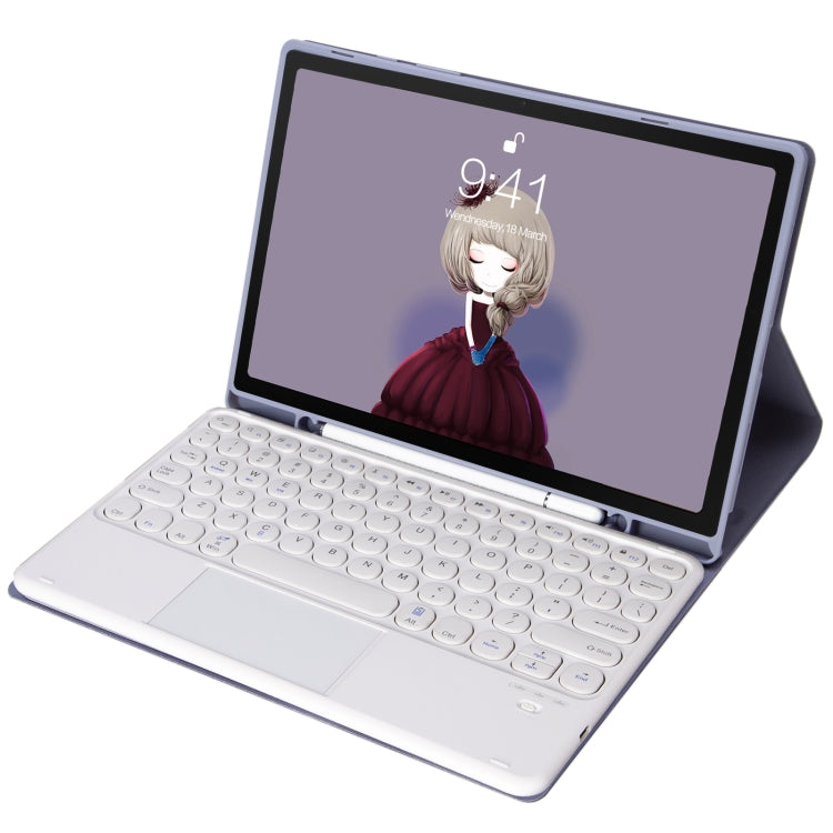 For Samsung Galaxy Tab S10 FE / S9 FE / S9 Candy Color TPU Round Keycap Touch Bluetooth Keyboard Leather Case(Purple) - Samsung Keyboard by buy2fix | Online Shopping UK | buy2fix
