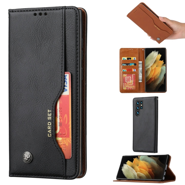 For Samsung Galaxy S25 Ultra 5G Knead Skin Texture Flip Leather Phone Case(Black) by buy2fix