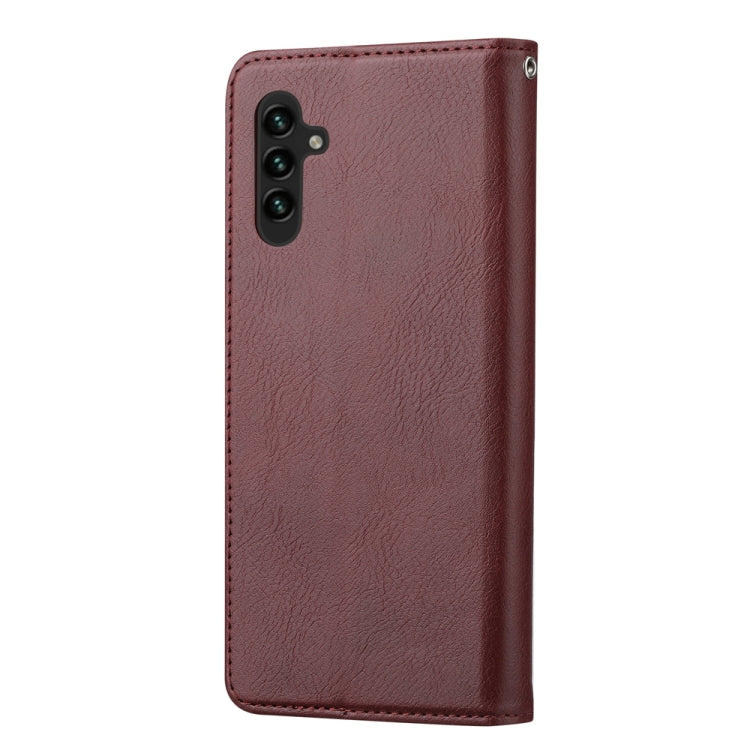 For Samsung Galaxy S25 5G Knead Skin Texture Flip Leather Phone Case(Wine Red) by buy2fix