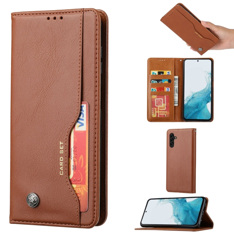 For Samsung Galaxy S25 5G Knead Skin Texture Flip Leather Phone Case(Brown) by buy2fix