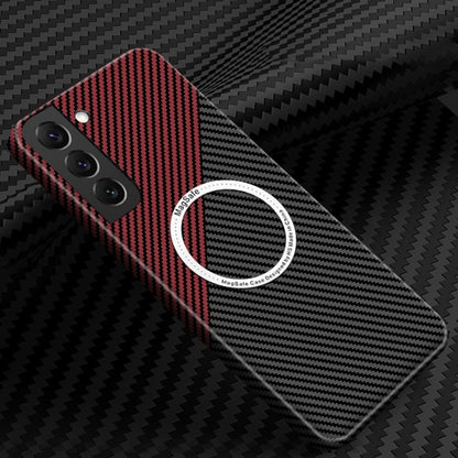For Samsung Galaxy S25+ 5G Carbon Fiber Texture MagSafe Magnetic Phone Case(Black Red) by buy2fix