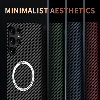 For Samsung Galaxy S25 Ultra 5G Carbon Fiber Texture MagSafe Magnetic Phone Case(Red) by buy2fix