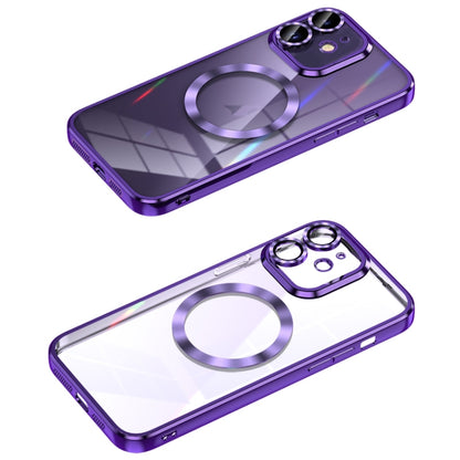 For iPhone 11 MagSafe CD Texture Metal Lens Frame Full Coverage Phone Case(Purple) by buy2fix