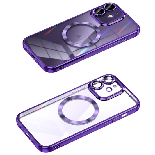 For iPhone 11 MagSafe CD Texture Metal Lens Frame Full Coverage Phone Case(Purple) by buy2fix