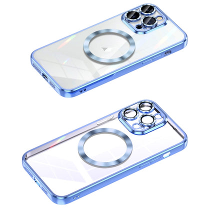 For iPhone 12 Pro MagSafe CD Texture Metal Lens Frame Full Coverage Phone Case(Blue) by buy2fix