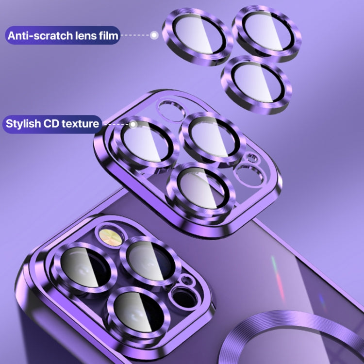 For iPhone 11 MagSafe CD Texture Metal Lens Frame Full Coverage Phone Case(Purple) by buy2fix