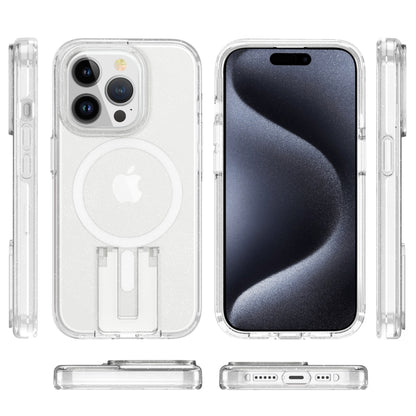 For iPhone 15 Pro Max Shockproof Terminator MagSafe Phone Case with Holder(Glitter White) - iPhone 15 Pro Max Cases by buy2fix | Online Shopping UK | buy2fix