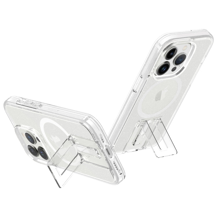 For iPhone 15 Pro Max Shockproof Terminator MagSafe Phone Case with Holder(Glitter White) - iPhone 15 Pro Max Cases by buy2fix | Online Shopping UK | buy2fix