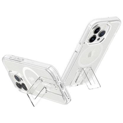 For iPhone 15 Pro Max Shockproof Terminator MagSafe Phone Case with Holder(Glitter White) - iPhone 15 Pro Max Cases by buy2fix | Online Shopping UK | buy2fix