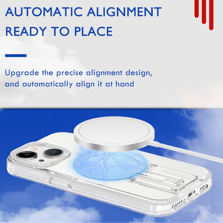 For iPhone 15 Pro Max Shockproof Terminator MagSafe Phone Case with Holder(Glitter White) - iPhone 15 Pro Max Cases by buy2fix | Online Shopping UK | buy2fix