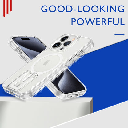 For iPhone 15 Pro Max Shockproof Terminator MagSafe Phone Case with Holder(Glitter White) - iPhone 15 Pro Max Cases by buy2fix | Online Shopping UK | buy2fix