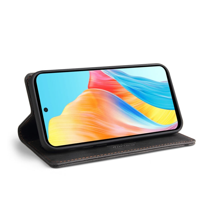 For OPPO A58 4G Skin Feel Anti-theft Brush Horizontal Flip Leather Case with Holder(Black) by buy2fix