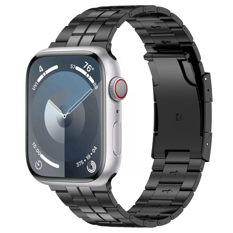 For Apple Watch Series 9 45mm Tortoise Buckle Titanium Steel Watch Band(Black) by buy2fix