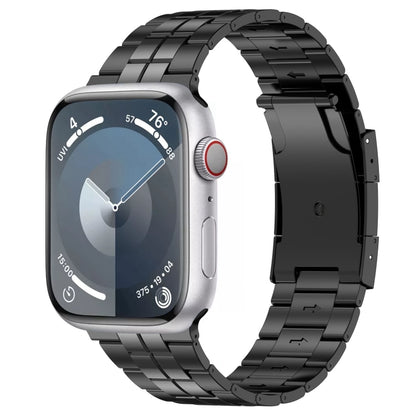 For Apple Watch Series 9 45mm Tortoise Buckle Titanium Steel Watch Band(Black) by buy2fix