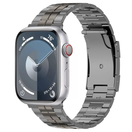 For Apple Watch Series 9 45mm Tortoise Buckle Titanium Steel Watch Band(Grey) by buy2fix