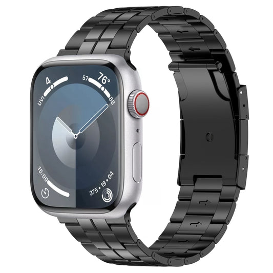 For Apple Watch Series 9 41mm Tortoise Buckle Titanium Steel Watch Band(Black) by buy2fix