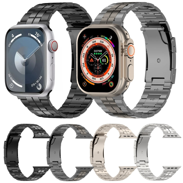 For Apple Watch Series 9 45mm Tortoise Buckle Titanium Steel Watch Band(Black) by buy2fix