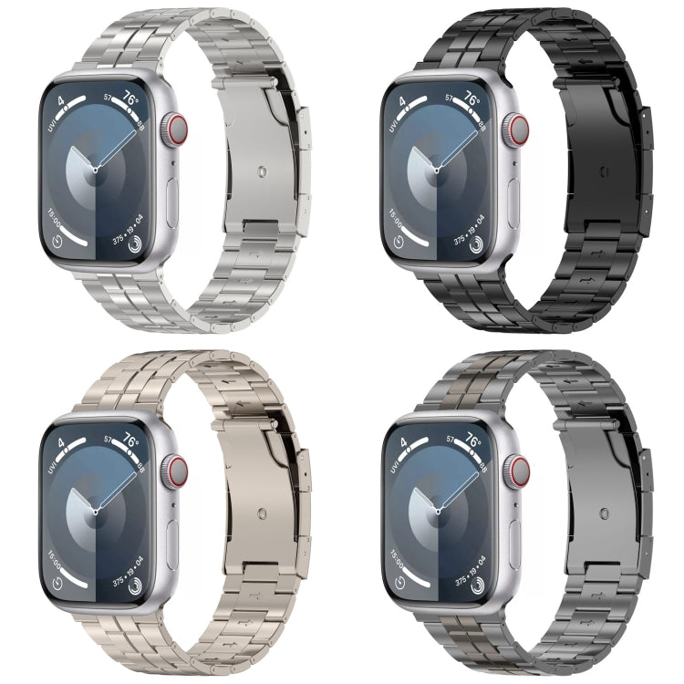 For Apple Watch Series 9 45mm Tortoise Buckle Titanium Steel Watch Band(Black) by buy2fix