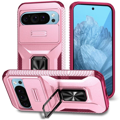 For Google Pixel 10 / 10 Pro / 9 / 9 Pro Sliding Camshield Holder Phone Case(Pink + Rose Red) - Google Cases by buy2fix | Online Shopping UK | buy2fix