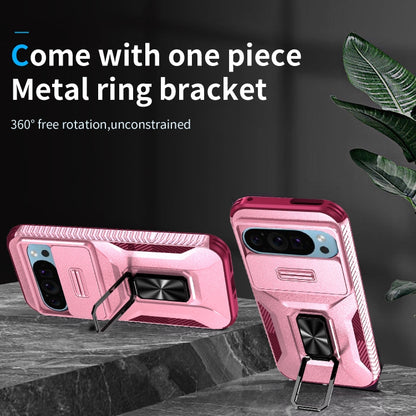 For Google Pixel 10 / 10 Pro / 9 / 9 Pro Sliding Camshield Holder Phone Case(Pink + Rose Red) - Google Cases by buy2fix | Online Shopping UK | buy2fix