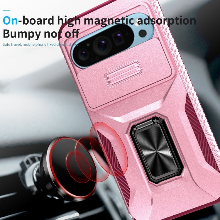 For Google Pixel 10 / 10 Pro / 9 / 9 Pro Sliding Camshield Holder Phone Case(Pink + Rose Red) - Google Cases by buy2fix | Online Shopping UK | buy2fix