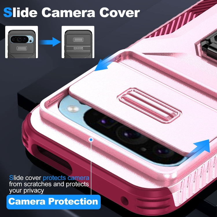 For Google Pixel 10 / 10 Pro / 9 / 9 Pro Sliding Camshield Holder Phone Case(Pink + Rose Red) - Google Cases by buy2fix | Online Shopping UK | buy2fix