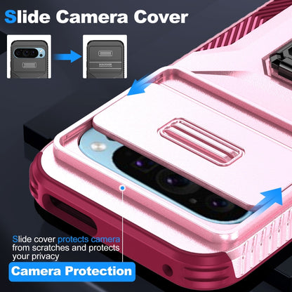 For Google Pixel 10 / 10 Pro / 9 / 9 Pro Sliding Camshield Holder Phone Case(Pink + Rose Red) - Google Cases by buy2fix | Online Shopping UK | buy2fix