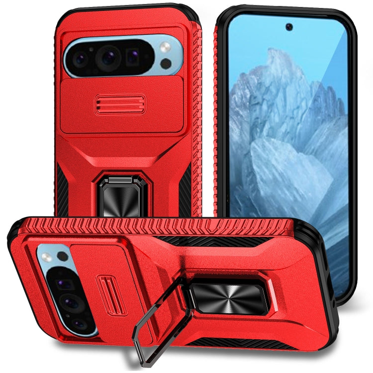 For Google Pixel 10 / 10 Pro / 9 / 9 Pro Sliding Camshield Holder Phone Case(Red) - Google Cases by buy2fix | Online Shopping UK | buy2fix