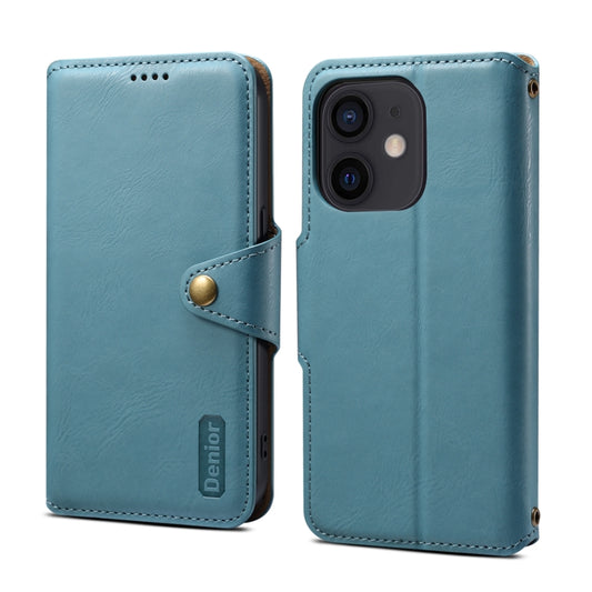 For iPhone 11 Denior Cowhide Texture Wallet Style Leather Phone Case(Blue) - iPhone 11 Cases by Denior | Online Shopping UK | buy2fix
