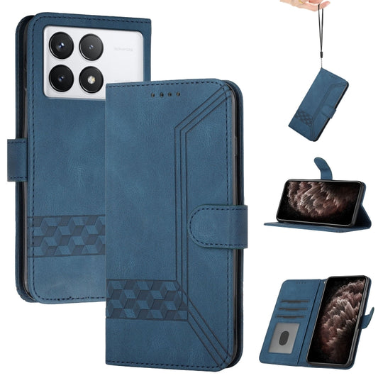 For Xiaomi Redmi K70 Cubic Skin Feel Flip Leather Phone Case(Blue) - Xiaomi Cases by buy2fix | Online Shopping UK | buy2fix