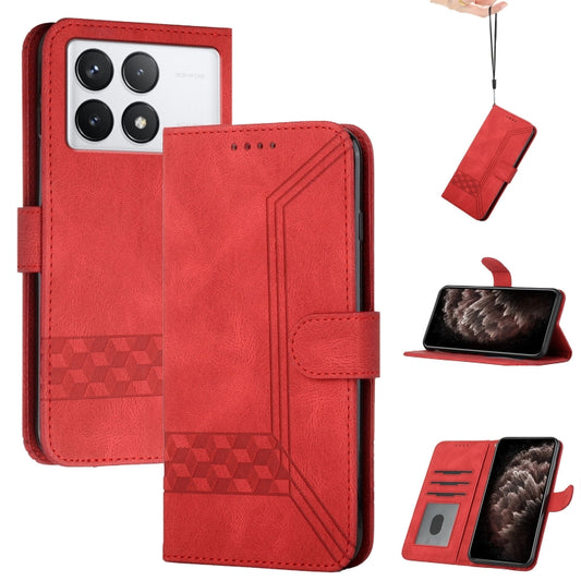 For Xiaomi Redmi K70 Cubic Skin Feel Flip Leather Phone Case(Red) - Xiaomi Cases by buy2fix | Online Shopping UK | buy2fix