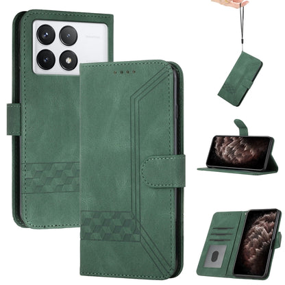 For Xiaomi Redmi K70 Cubic Skin Feel Flip Leather Phone Case(Green) - Xiaomi Cases by buy2fix | Online Shopping UK | buy2fix