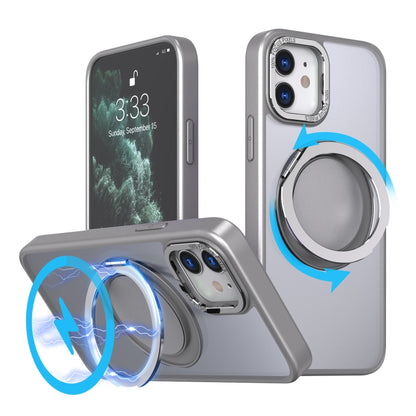 For iPhone 11 360-degree Rotating MagSafe Magnetic Holder Phone Case(Titanium Grey) by buy2fix
