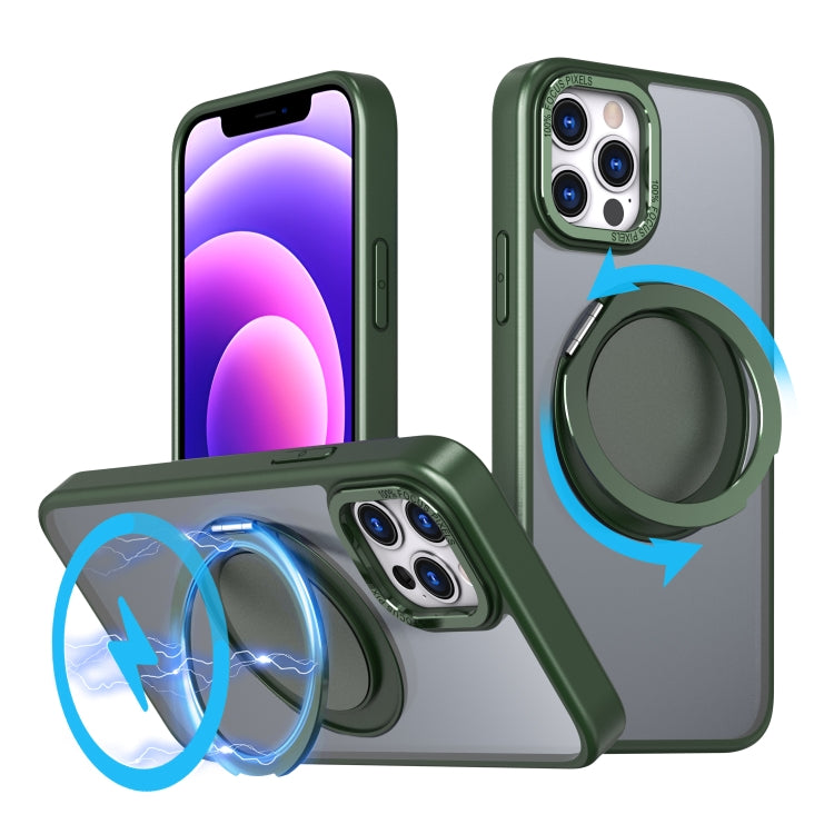 For iPhone 12 Pro Max 360-degree Rotating MagSafe Magnetic Holder Phone Case(Green) by buy2fix