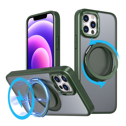 For iPhone 12 Pro Max 360-degree Rotating MagSafe Magnetic Holder Phone Case(Green) by buy2fix