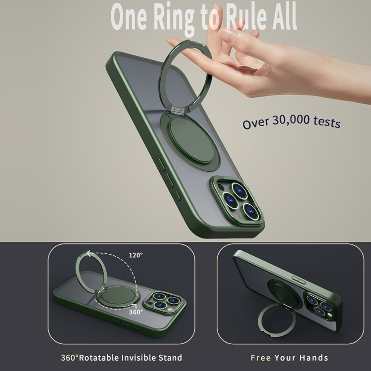 For iPhone 12 Pro Max 360-degree Rotating MagSafe Magnetic Holder Phone Case(Green) by buy2fix