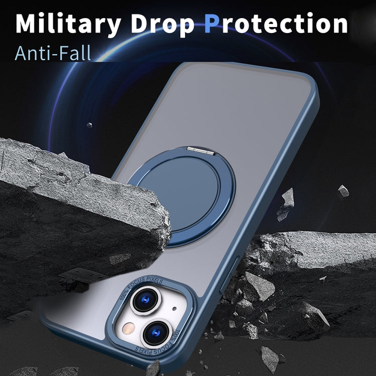 For iPhone 14 360-degree Rotating MagSafe Magnetic Holder Phone Case(Navy Blue) - iPhone 14 Cases by buy2fix | Online Shopping UK | buy2fix