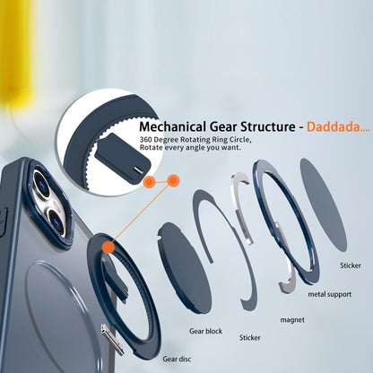 For iPhone 14 360-degree Rotating MagSafe Magnetic Holder Phone Case(Navy Blue) - iPhone 14 Cases by buy2fix | Online Shopping UK | buy2fix