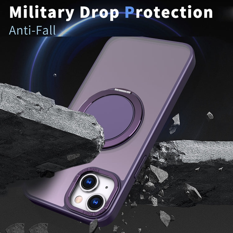 For iPhone 14 Plus 360-degree Rotating MagSafe Magnetic Holder Phone Case(Purple) - iPhone 14 Plus Cases by buy2fix | Online Shopping UK | buy2fix