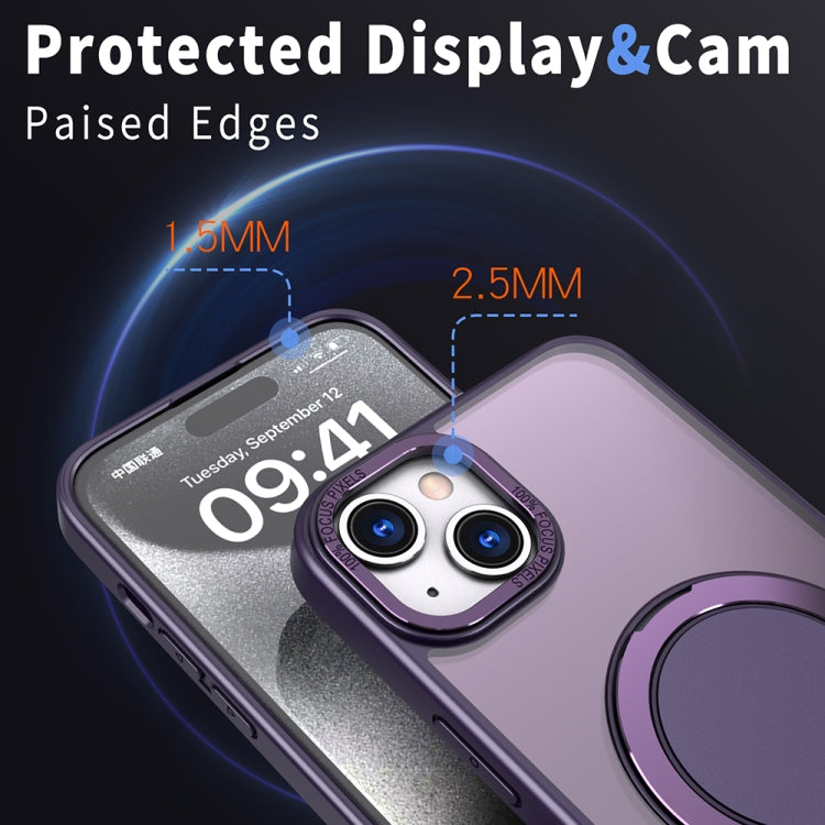 For iPhone 14 Plus 360-degree Rotating MagSafe Magnetic Holder Phone Case(Purple) - iPhone 14 Plus Cases by buy2fix | Online Shopping UK | buy2fix