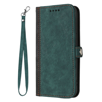 For Google Pixel 8a Side Buckle Double Fold Hand Strap Leather Phone Case(Dark Green) by buy2fix