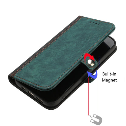 For Google Pixel 8a Side Buckle Double Fold Hand Strap Leather Phone Case(Dark Green) by buy2fix