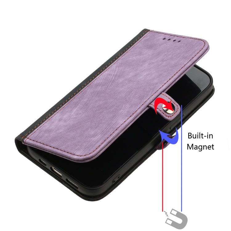 For Google Pixel 8a Side Buckle Double Fold Hand Strap Leather Phone Case(Purple) by buy2fix