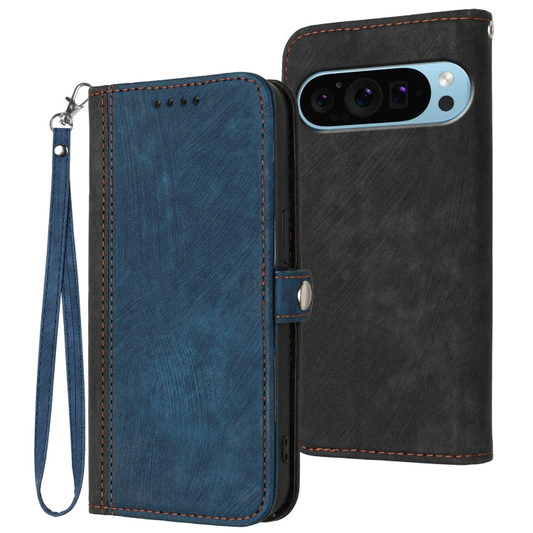 For Google Pixel 9 Side Buckle Double Fold Hand Strap Leather Phone Case(Royal Blue) by buy2fix